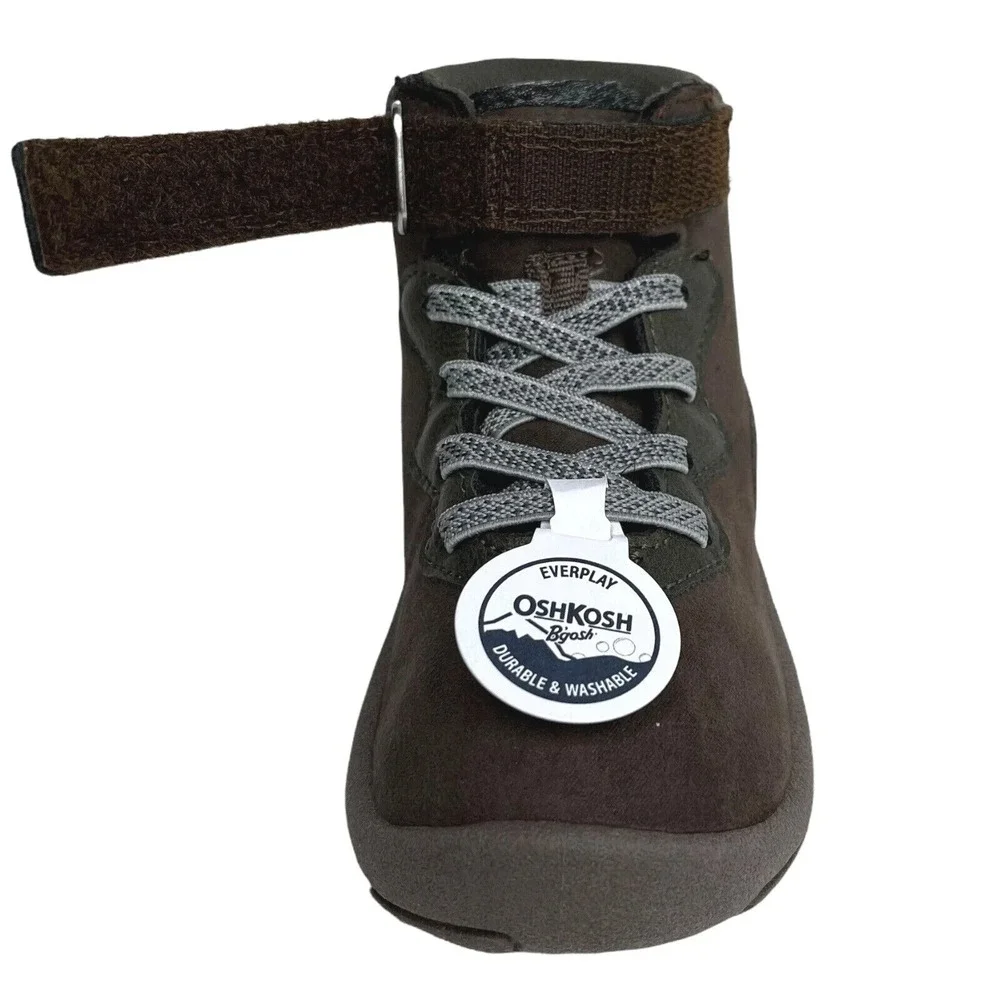 OshKosh B'gosh Toddler Boys Slip-on Ankle Boots Size‎ 8 Brown Mid Top Washable